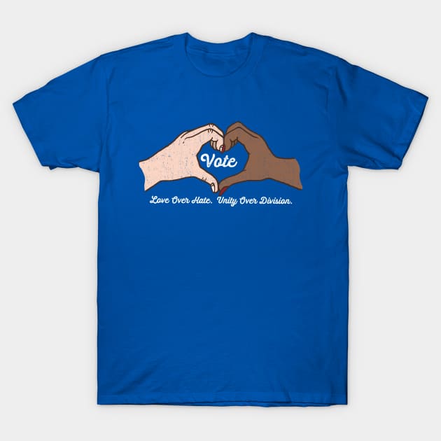 Vote Love Over Hate - Heart Hands T-Shirt by Jitterfly